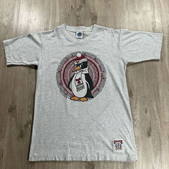 Vintage Youngstown State Penguins T-Shirt Men Medium College Single Stitch Gray‎ - Picture 5 of 9